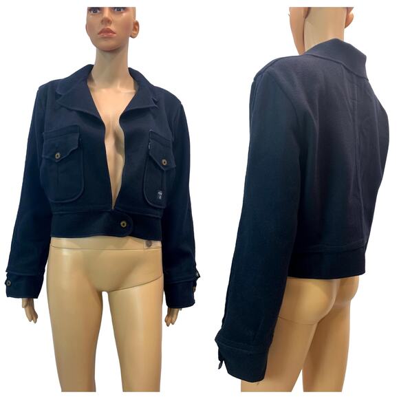 Adriano Goldschmied | A Gold E | Soft Blue Military Style Casual Crop Jacket - Picture 1 of 9